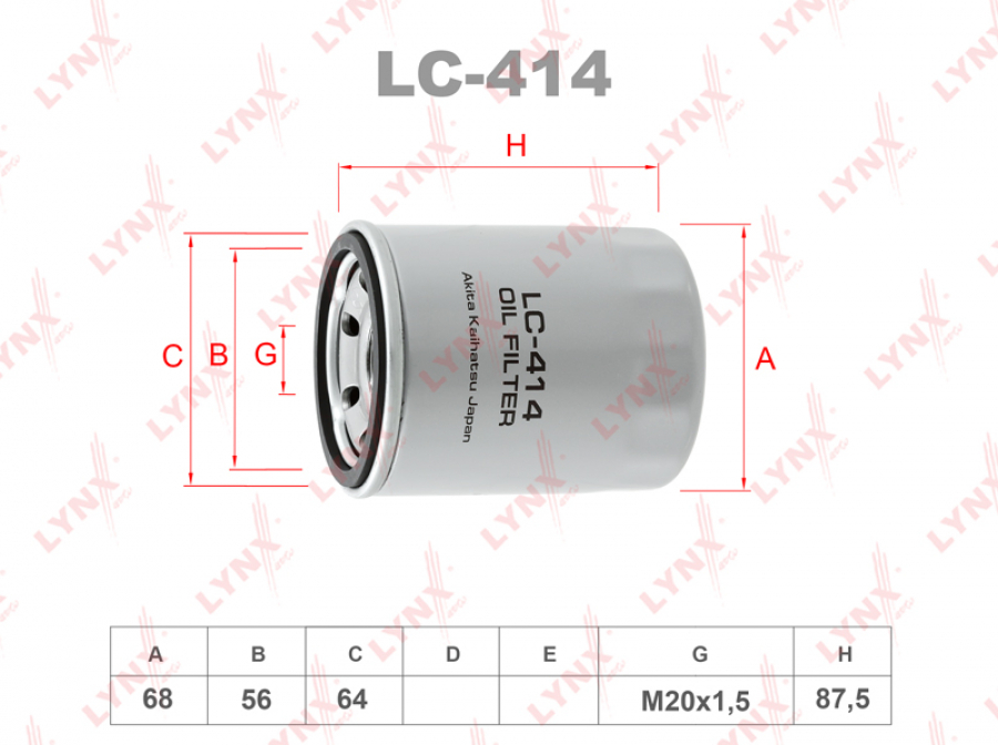 Фильтр масляный LC414 LYNXAUTO